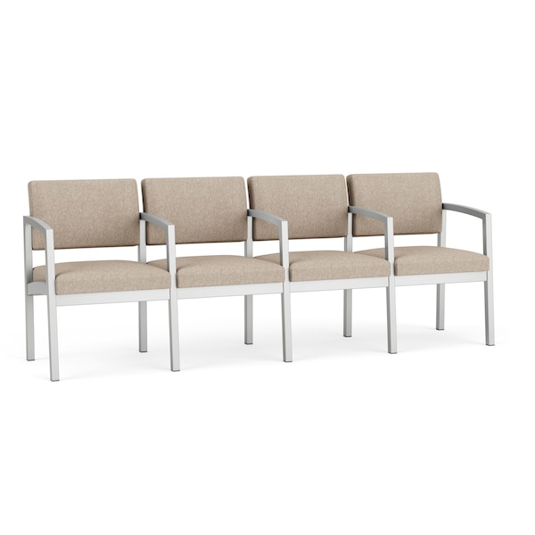 Lesro Lenox Steel 4 Seater with Center Arms, Stone (Beige) Seat, Stone Back, 85.5 W 24.5 L 32 H LS4103 - main